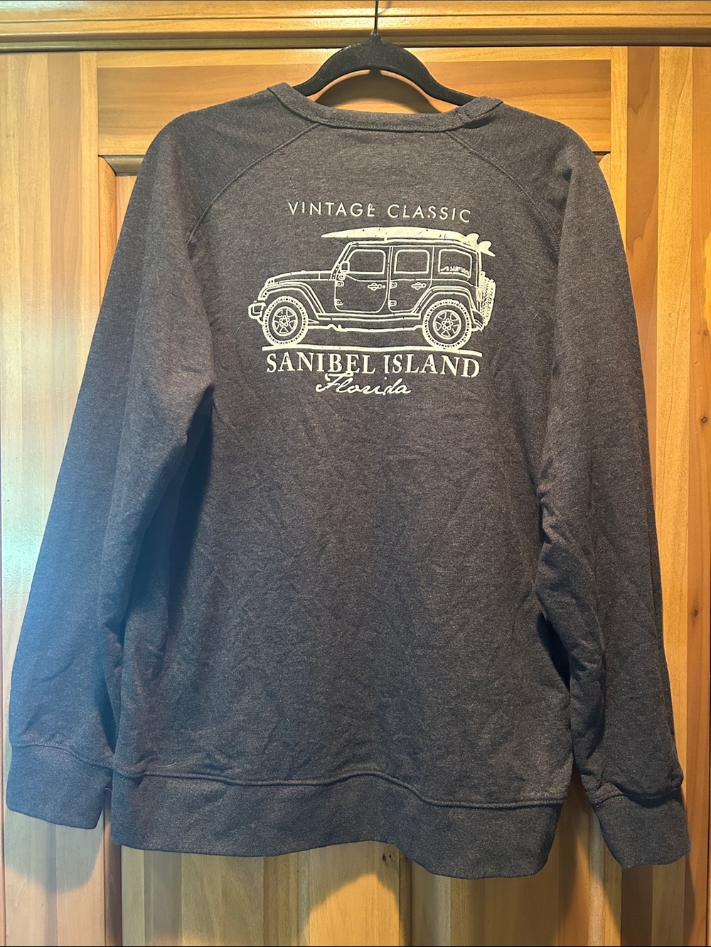 surf style Charcoal Vintage Classic Sanibel Island Crewneck Sweatshirt